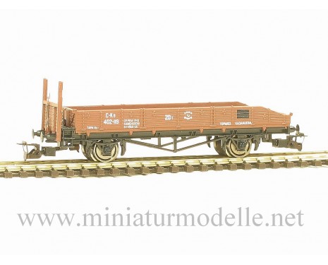 1:120 TT 3213 Niederbordwagen der SZD mit Bremsebuhne, braun, 3. Epoche