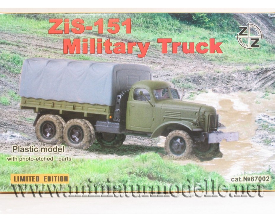 H0 1:87 ZIS 151 kravas kaste ar brezentu, militārais, 87002, Z&Z Exclusive Modell by https://miniaturmodelle.net