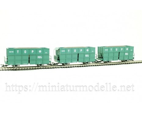 1:120 TT 3292 Hopper wagon set for peat transport of the CCCP livery, green, era 4