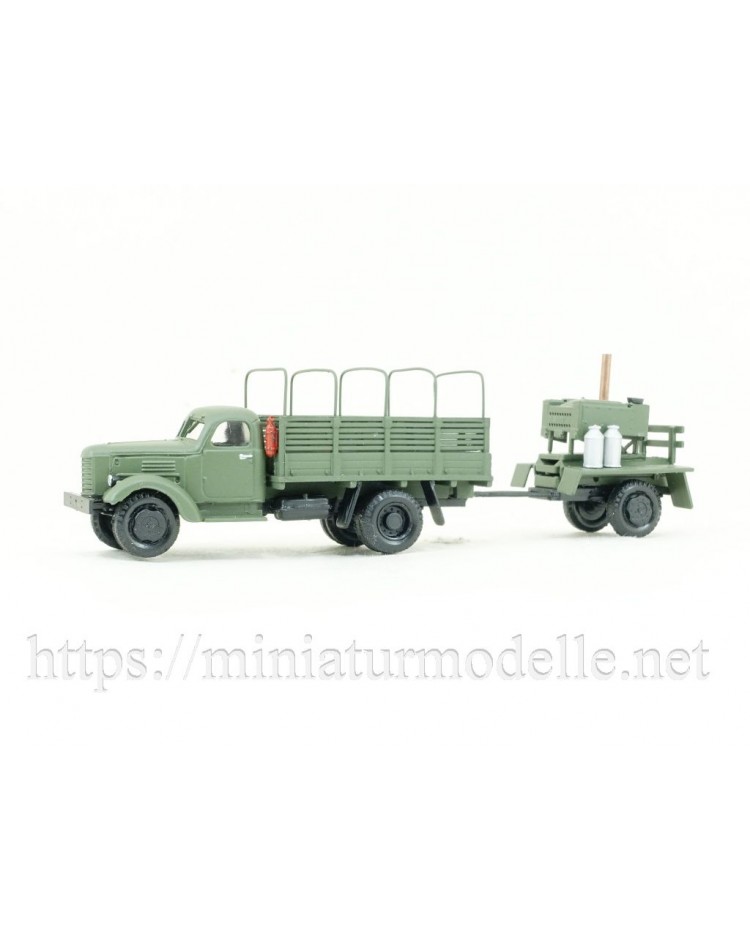 H0 1:87 ZIS 150 flatbed truck with trailer kitchen, military