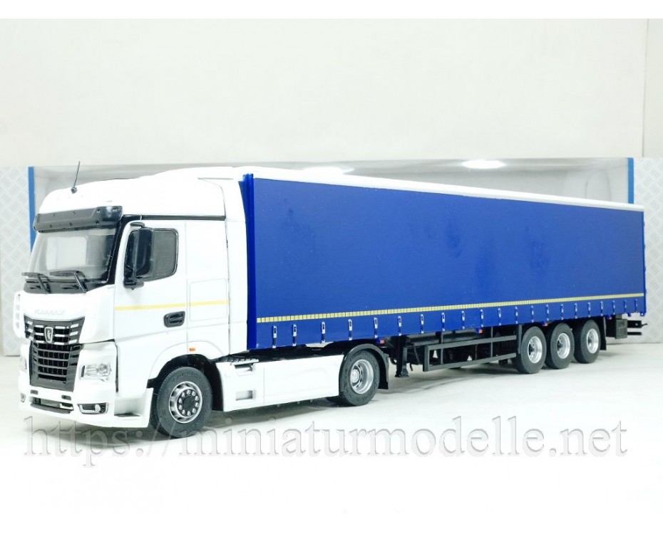 1:43 KAMAZ 54901 with NEFAZ 93341 curtain canvas trailer,  Auto History - Aist by https://miniaturmodelle.net