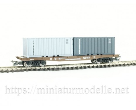 1:120 TT 3819 Containertragwagen mit zwei 20' Containern der CCCP, 4. Epoche