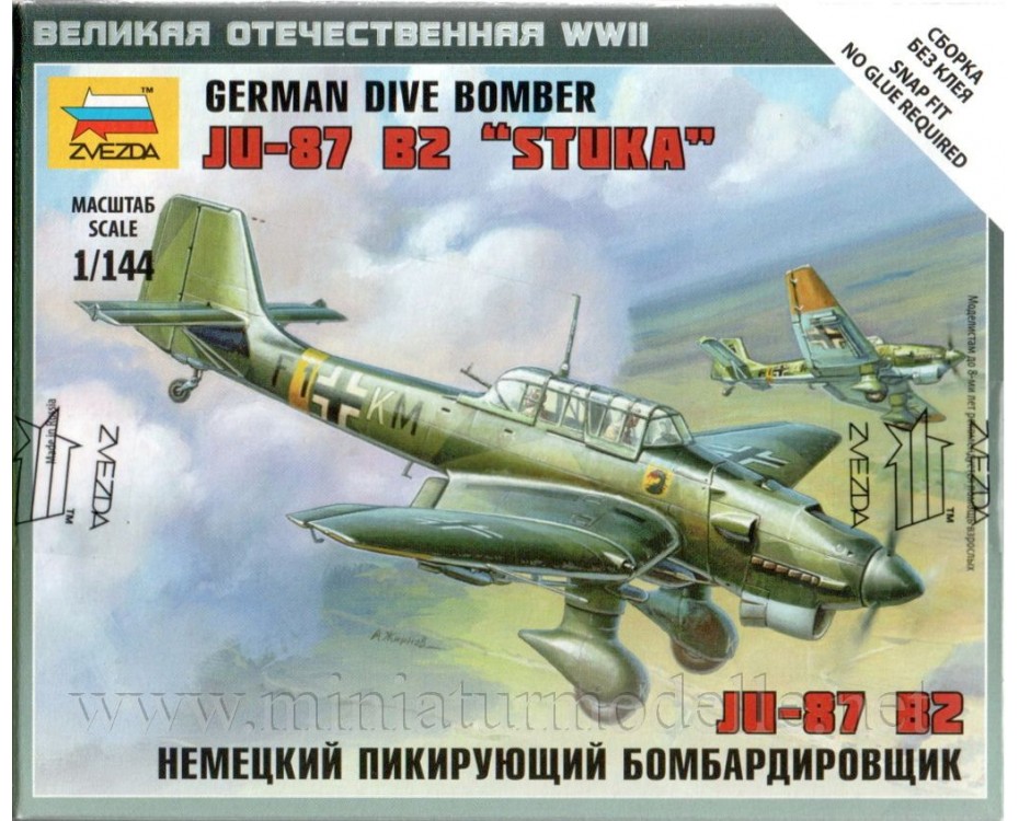 Junkers Zvezda 6123 Ju-87B-2 Stuka /german dive bomber/ 1/144