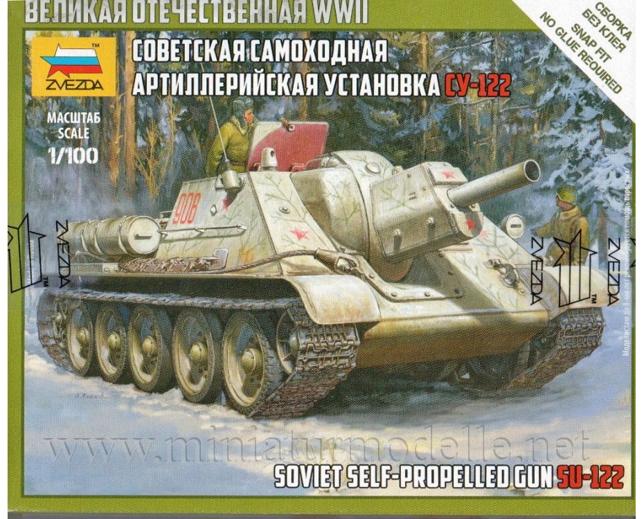 1:100 SU 122 soviet self- propelled gun, kit, 6281, Zvezda by www.miniaturmodelle.net