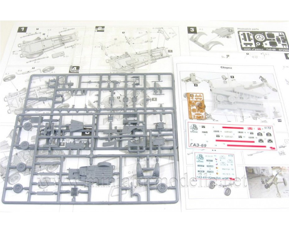 1:72 GAZ 69 Geländewagen mit BZK vz.59 Rückstoßfreie Geschütze Militär, Bausätze, GR72Rk026, Gran  by https://miniaturmodelle.net