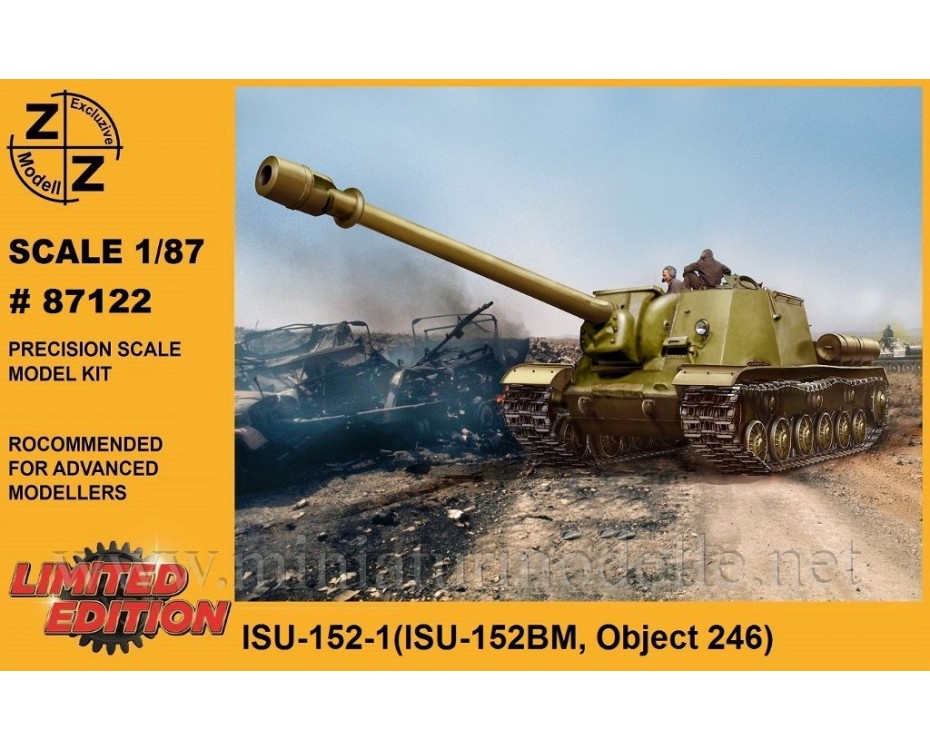 H0 1:87 ISU 152-1 padomju pašgājējlielgabals (ISU-152BM Objekts 246), armijas, sīksēriju, 87122, Z&Z Exclusive Modell by https://miniaturmodelle.net