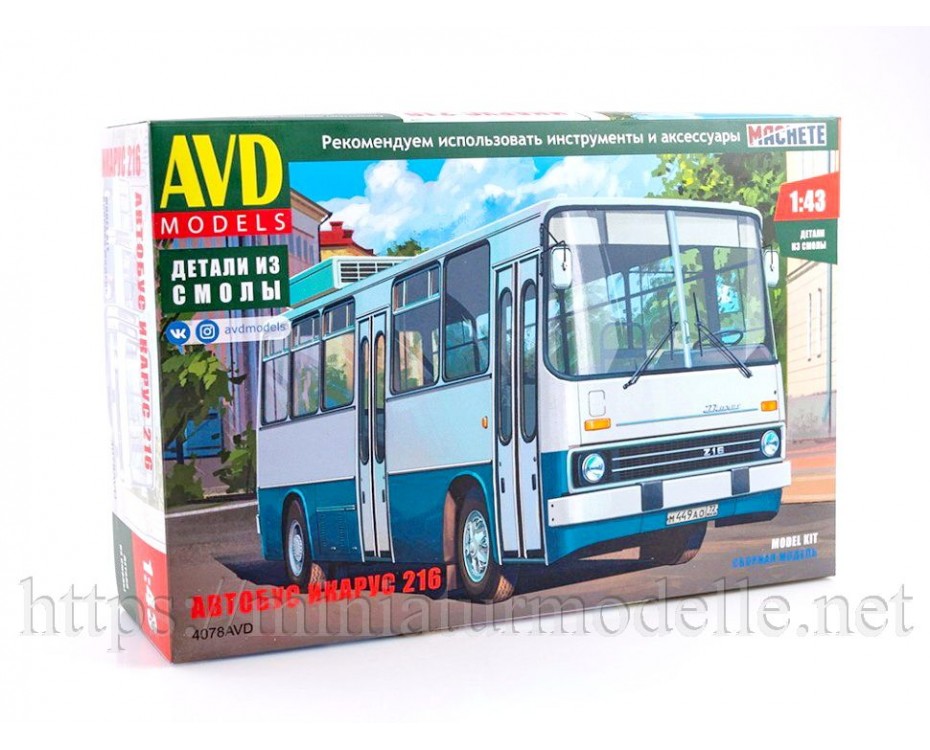 1:43 Ikarus 216 city bus, small batches kit, 4078AVD, AVD Models by https://miniaturmodelle.net