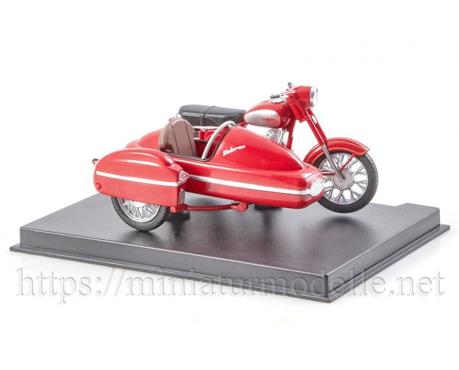 1:24 Jawa 350/360/00/01 Motorrad mit Beiwagen und Zeitschrift #71, NM71, Modimio Collections by https://miniaturmodelle.net