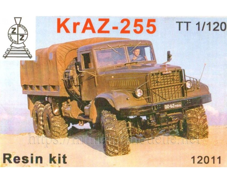 1:120 TT KRAZ 255 load platform with canvas top military, small batches kit,  Z&Z Exclusive Modell by https://miniaturmodelle.net