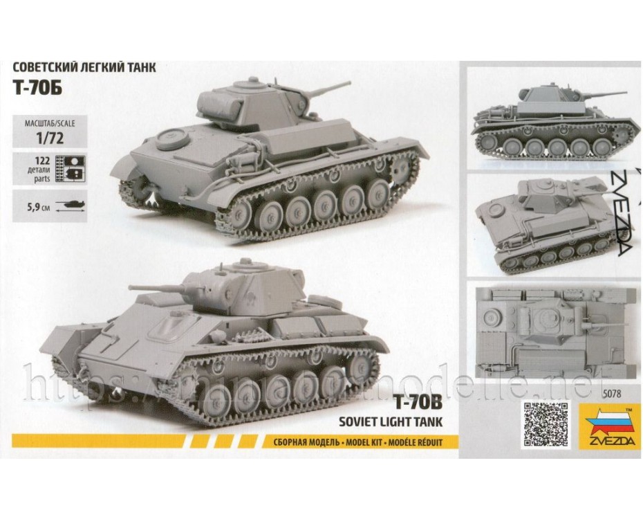 1:72 T 70B soviet light tank, kit, 5078, Zvezda by https://miniaturmodelle.net