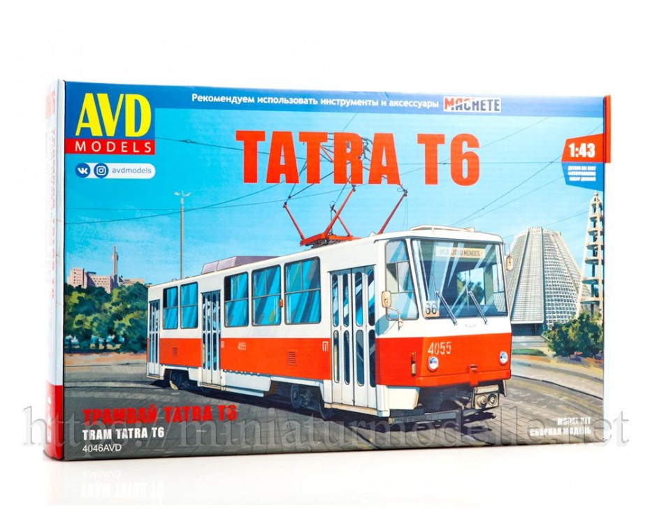 1:43 Tatra T6 Tram, kit, 4046AVD, AVD Models by www.miniaturmodelle.net