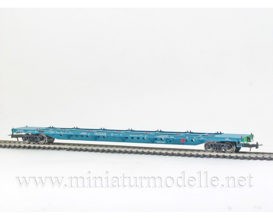 1:87 H0 Konteinervagons mod. 13-1281-01, zils, RZD, 5. laikmets sīksēriju, 1281-0101, Onega by https://miniaturmodelle.net