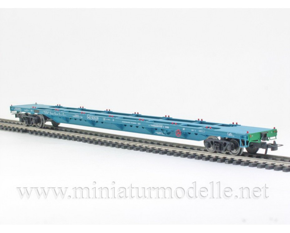 1:87 H0 Konteinervagons mod. 13-1281-01, zils, RZD, 5. laikmets sīksēriju, 1281-0101, Onega by https://miniaturmodelle.net