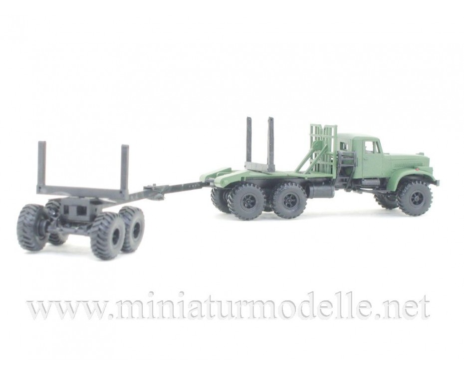 H0 1:87 KrAZ 255 L mit Langrohranhanger (Ballonreifen), militär,   Miniaturmodelle by https://miniaturmodelle.net