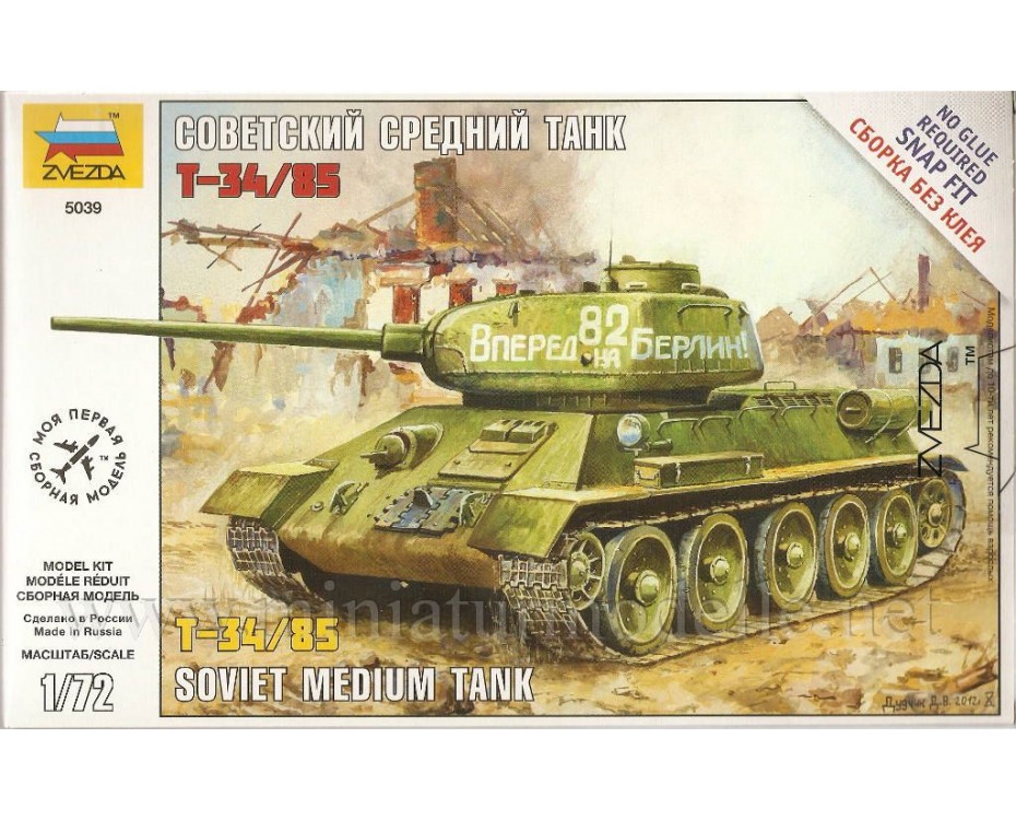 1:72 T-34/85 Soviet medium tank, 5039, Zvezda by https://miniaturmodelle.net