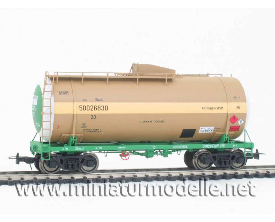 1:87 H0 Cisterna akronitrila pārvadāšanai mod. 15-1610-02, RZD 5 laikmets, sīksēriju modelis, 1610-0202, Onega by https://miniaturmodelle.net